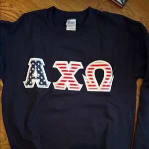 AXO Alpha Chi Omega Gildan Navy Sweatshirt with Greek Letters